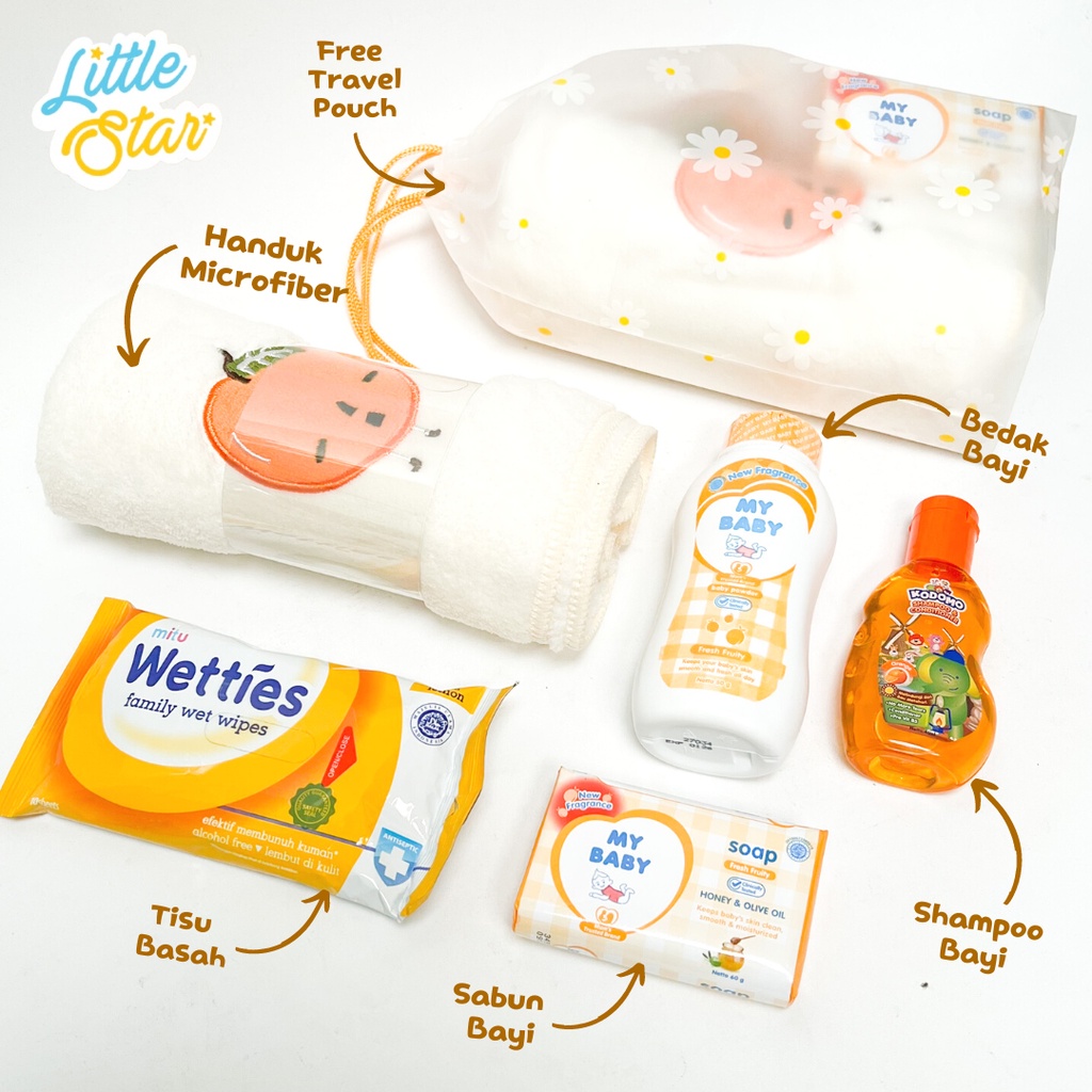 LS 5in1 Newborn Baby Gift Set Bag Paket Perlengkapan Mandi Bayi Baru Lahir