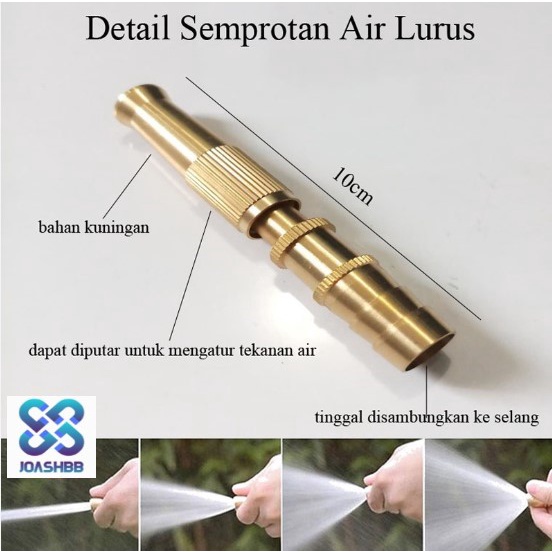 Semprotan Air Lurus Kuningan atau Sprayer Selang Air Ujung Kuningan