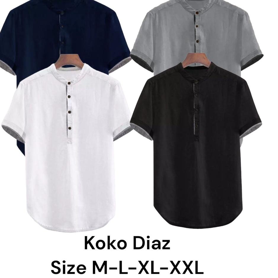 ✢Terkini✢ BAJU KOKO SIMPLE KRAH SHANGHAI 6WARNA/KAOS KOKO LENGAN PENDEK DIAZ ✢