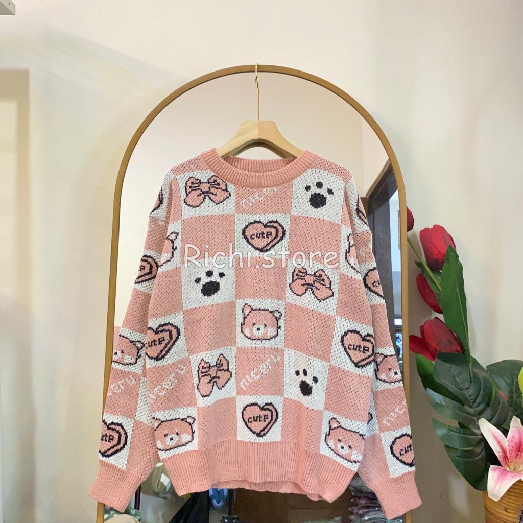 SWEATER BEAR RAJUT MOTIF CUTIES TERBARU