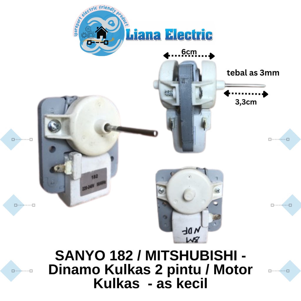 SANYO 182 - Dinamo Kulkas 2 pintu MITSUBISHI / Motor Kulkas  - as kecil