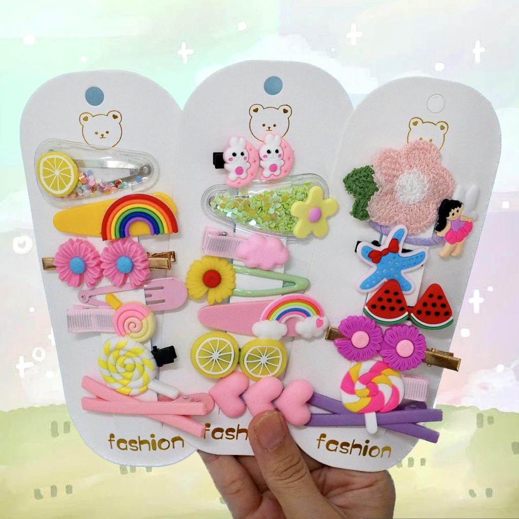 SET ISI 7PCS Jepit Rambut Anak Motif Karakter Kartun Campur  Lucu Jepitan Hair Pin Gaya Korea Kids