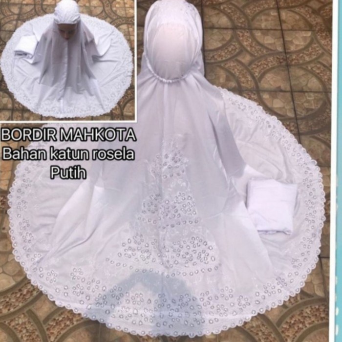 MUKENA KATUN BORDIR PUNGGUNG PADANG ASLI MUKENA PUTIH BARU