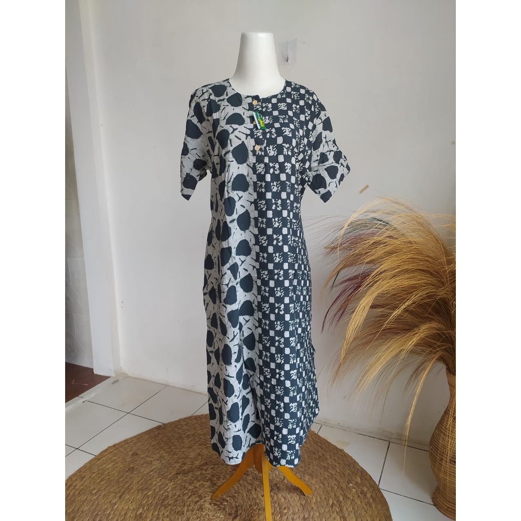 Daster Batik Cap Pekalongan Cantika Lengan Pendek Rayon Premium Baju Tidur Wanita Allsize Standar