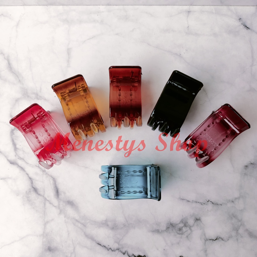 JEDAI KOTAK ORI GLOSSY TRANSPARAN OMBRE JEPITAN RAMBUT TARING IKAN GIGI 5 GARPU KOREA AKESORIS RAMBU