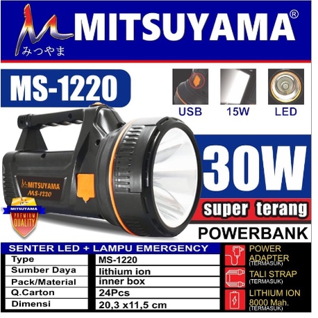 Senter jumbo Super Terang MITSUYAMA MS-1220 30 w Emergency 15 Watt