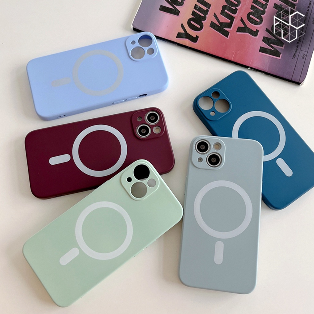 Silicone iPhone Case with MagSafe Soft Case Strong Magnetic Aesthetic Bludru Interior Colorful for iPhone 12 and 13 Series