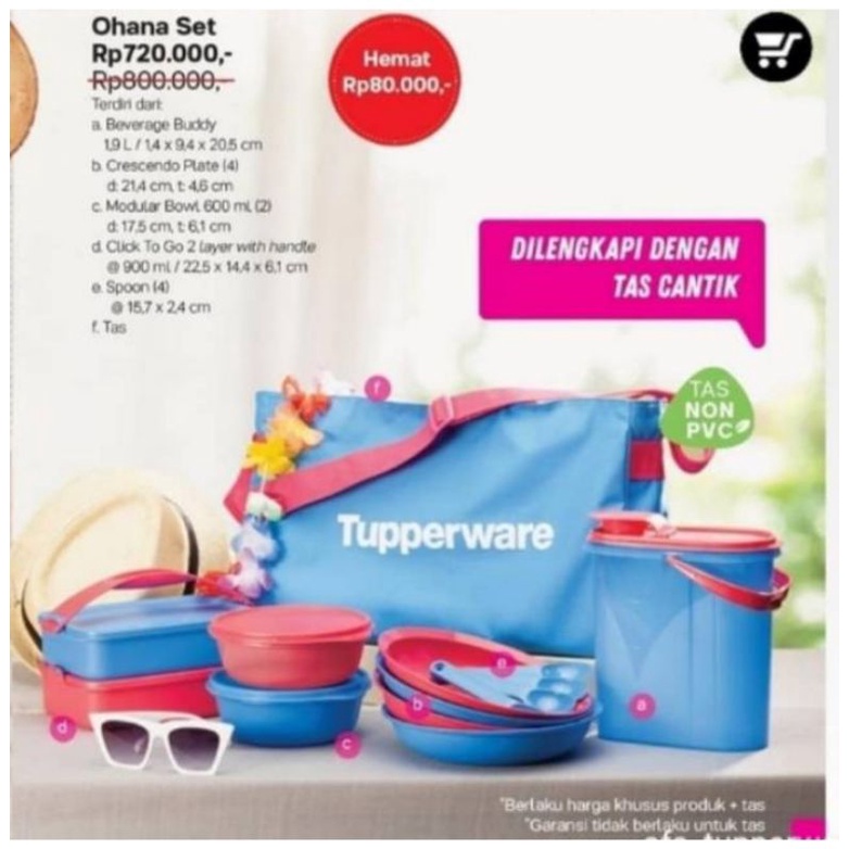 Ohana set tupperware / paket perlengkapan piknik set tupperware