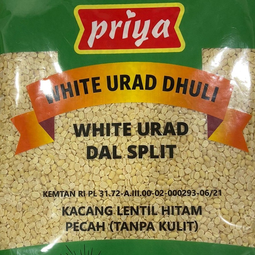 

Kacang Letil Hitam Pecah (Tanpa Kulit)PRIYA WHITE URID DAL SPLIT 500 GM