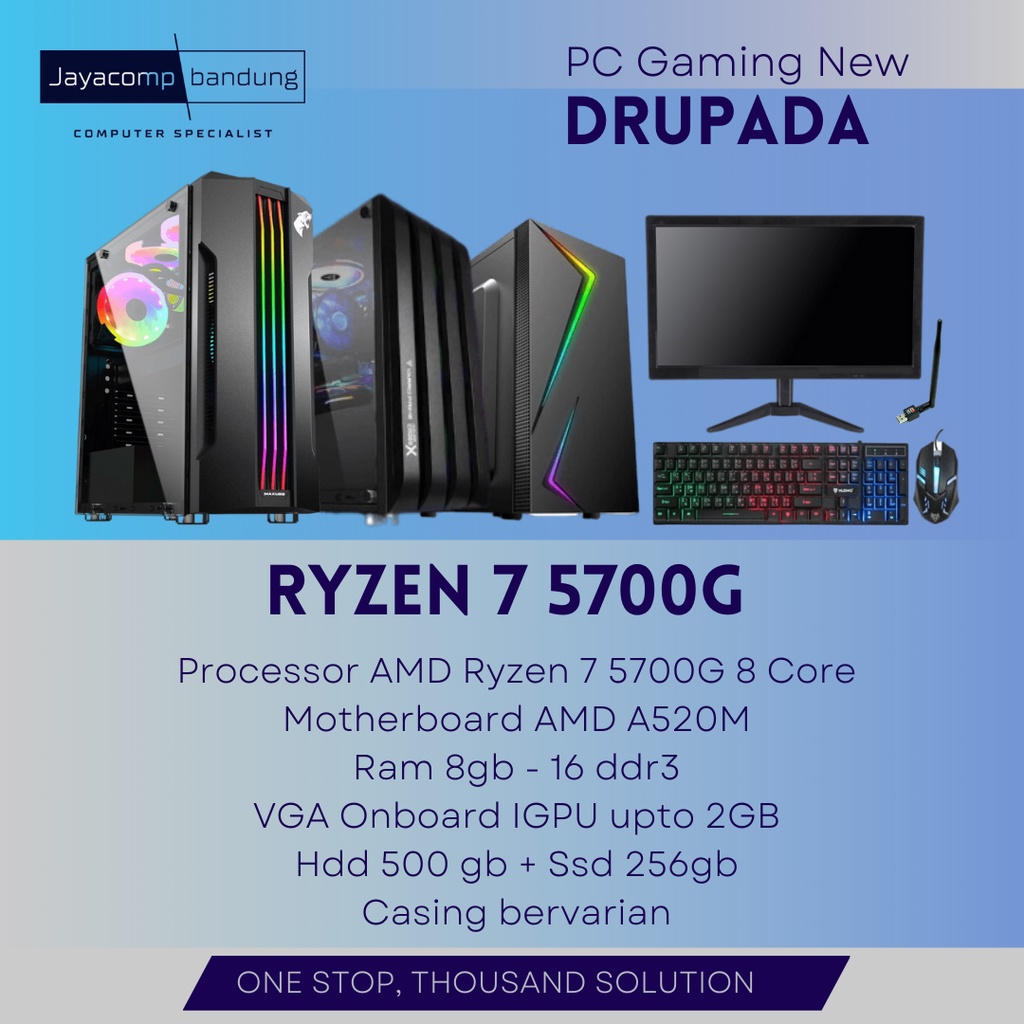 PC GAMING (AMD Ryzen 7 5700G/Ram 8-16gb/Hdd 500+Ssd 256) free mouse keyboard
