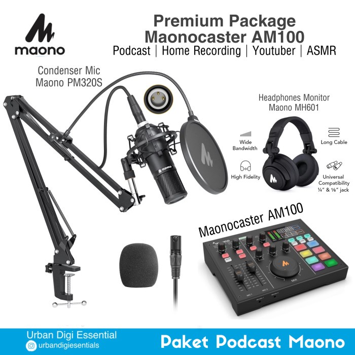 Terlaris Paket Premium Maonocaster Au - Am100 Buat Podcast/Asmr/Home Recording