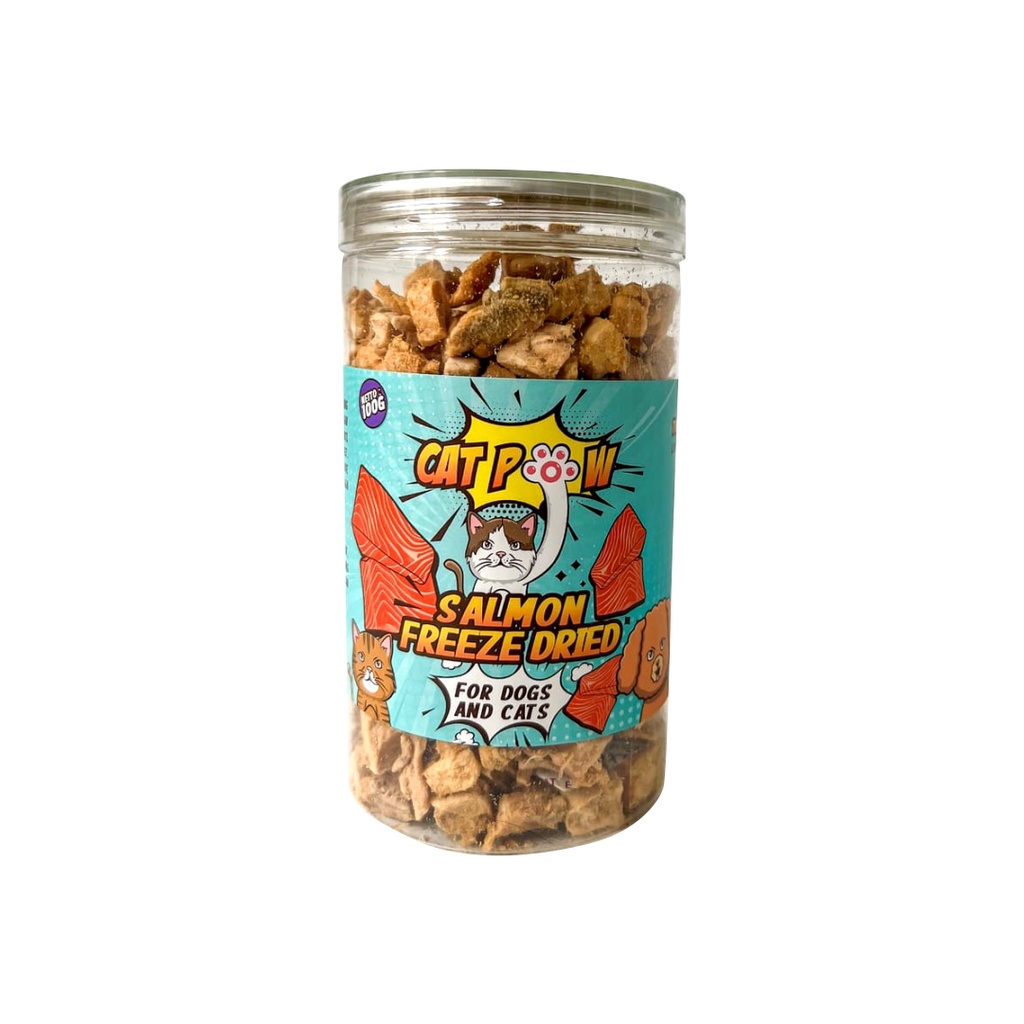 CATPOW Freeze Dried Pet Snack for Dogs Cats 100 Gram Daging Salmon Kering Raw Food Snack Kering Freeze Dried Anjing dan Kucing Snack Kucing Kering Varian Salmon Makanan Kucing Kering Freeze Dried Cat Daging Kering Cemilan Kucing Anjing