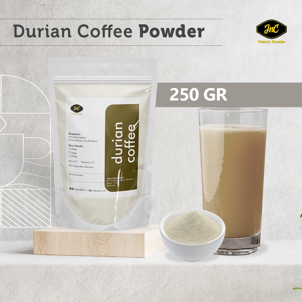 JnC Durian Coffee Silver Powder 250gr I Bubuk minuman Durian kopi