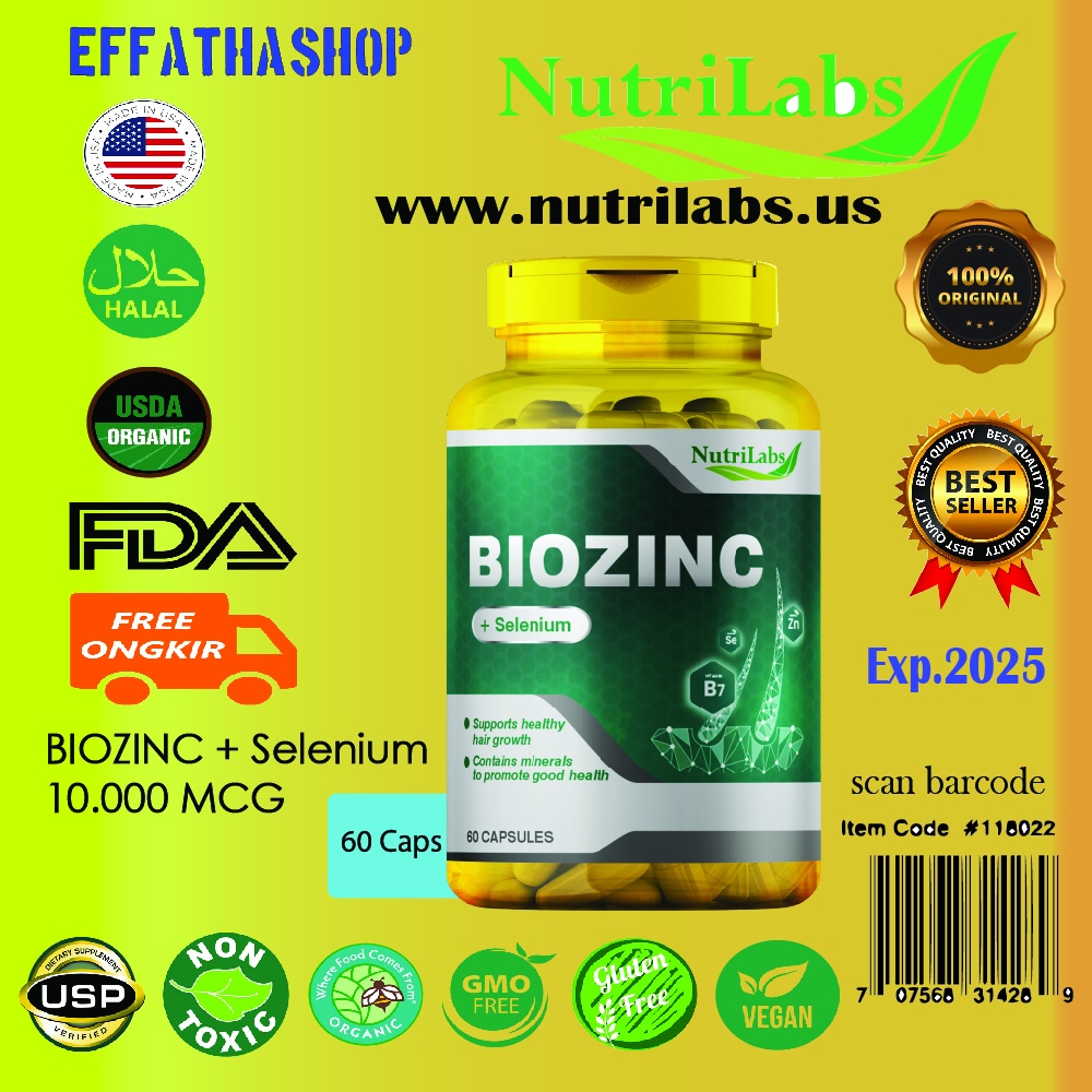 Nutrilabs Biozinc Biotin Zinc Selenium - 60 Capsules