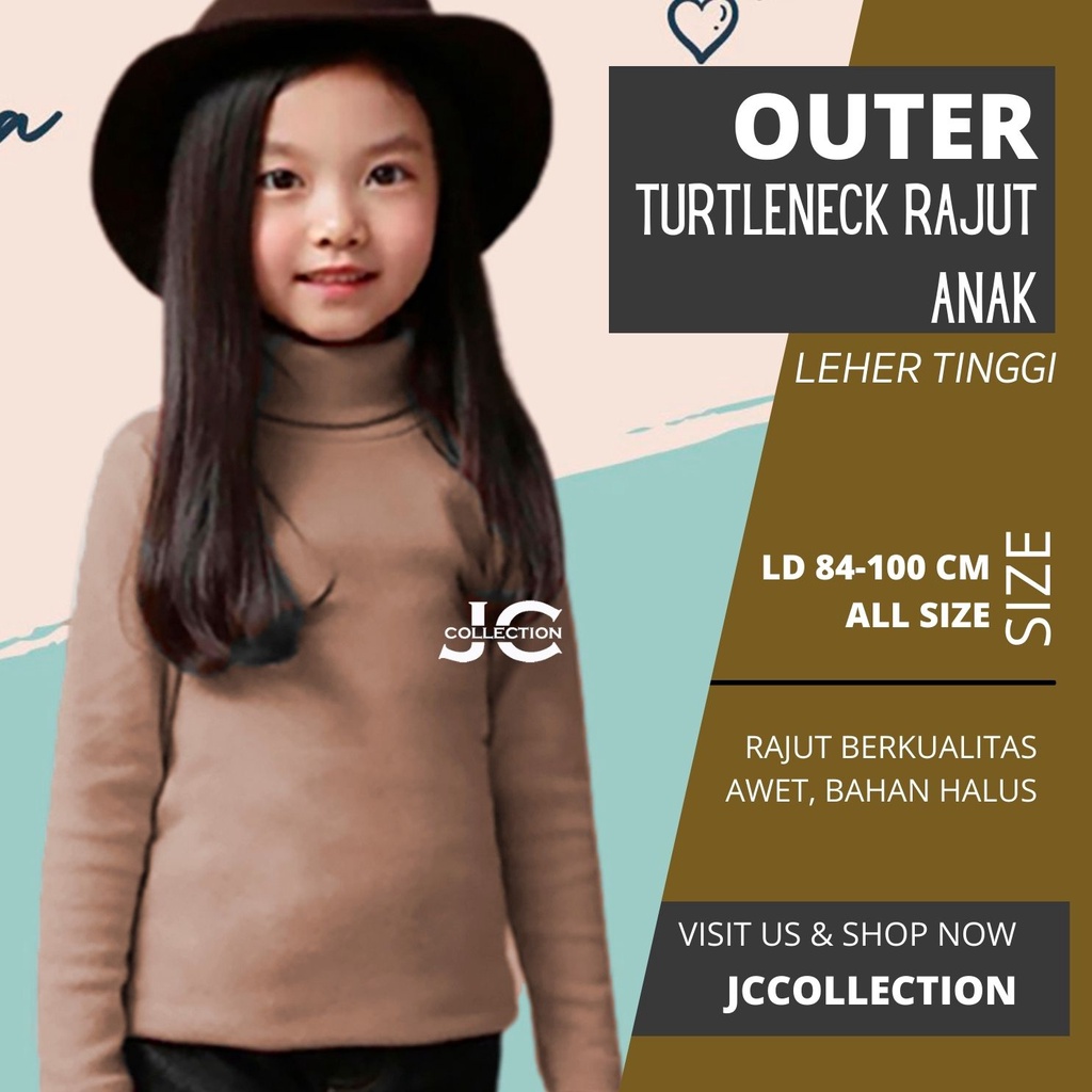 Sweater Turtleneck Rajut Anak Perempuan Joanne Kids - Teens / Turtleneck Umur 7 - 12 Tahun