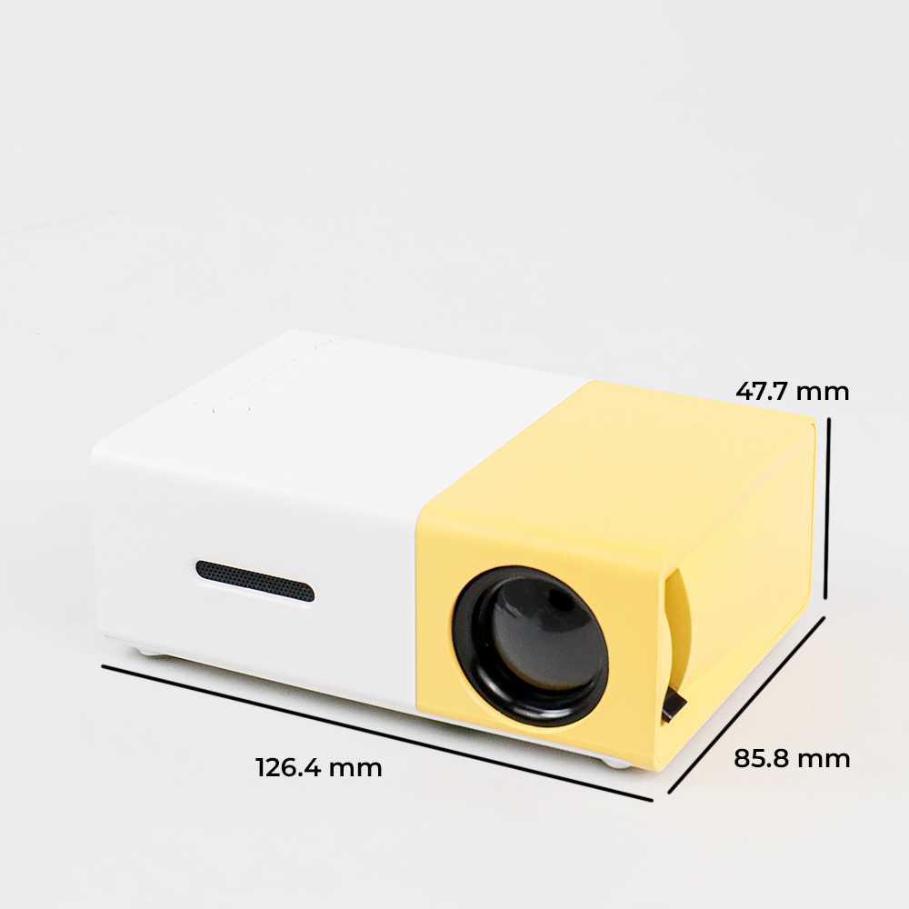 Mini Portable LED Projector Full HD with TF HDMI AV USB Port - YG-300 - White with Yellow Side