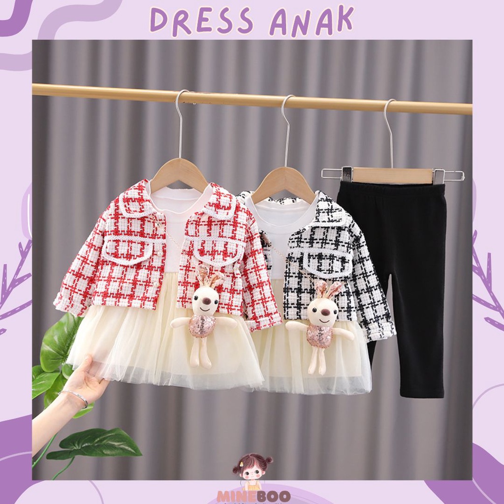 mineboo - DRESS CESY BUNNY VEST EBV Free Dolls Baju Blouse Free Gift Dress Anak Perempuan Import Dress anak/Bayi Perempuan Gaun