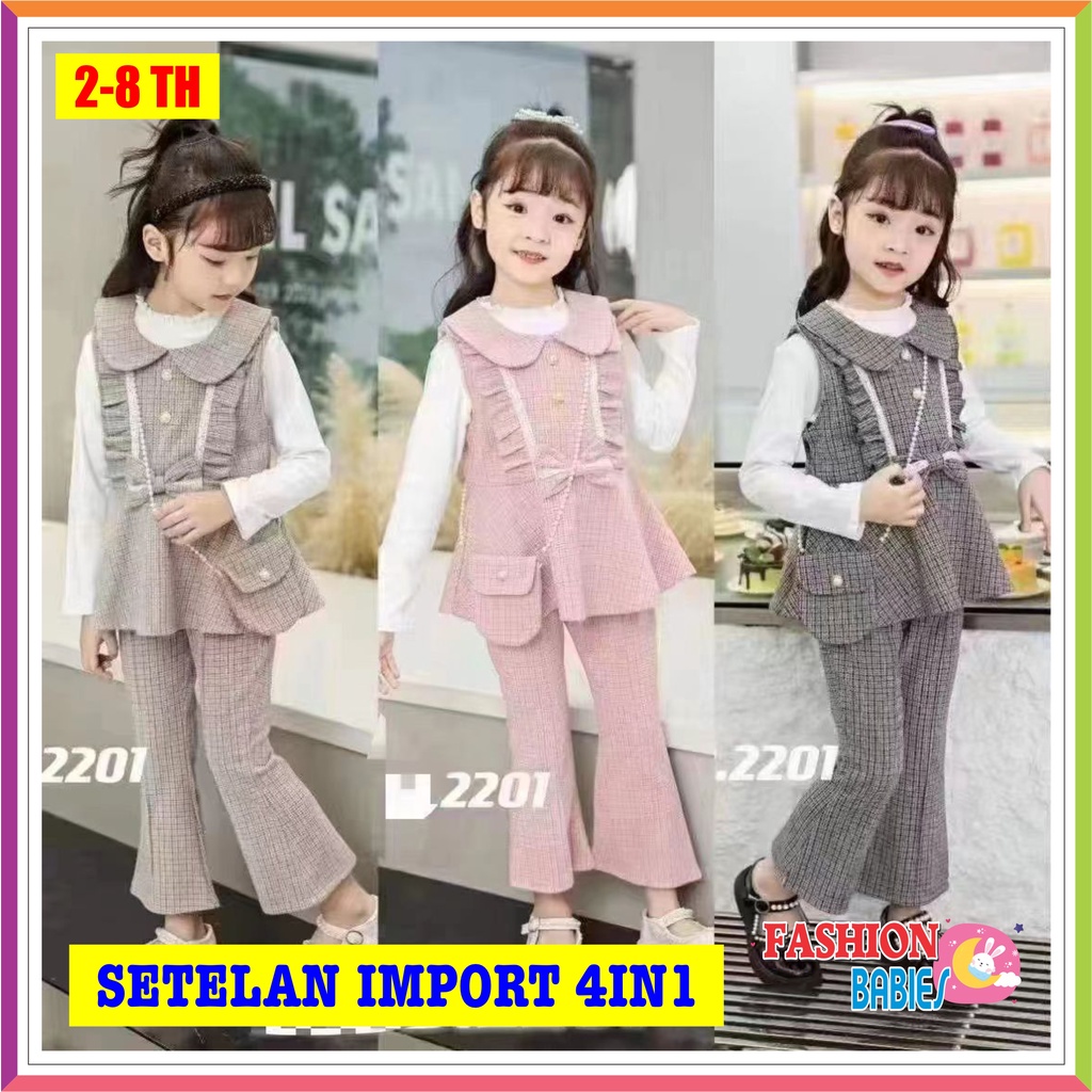 DM-S4IN1 SETELAN WOL IMPORT KOREA LENGAN PANJANG | GRATIS TAS SELEMPANG ❤ Fashionbabies ❤