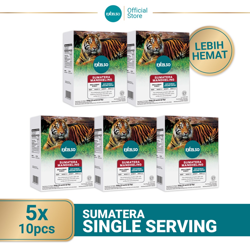 

Excelso Kopi Single Serving Sumatera Mandheling Pack of 5 Folding Box