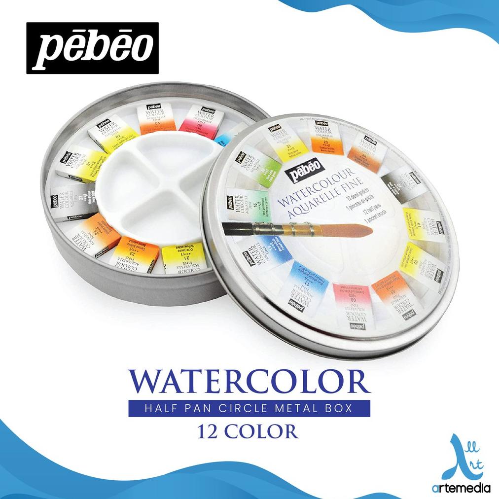 

Cat Air Pebeo Fine Watercolor 12 Half Pan Circle Metal Box