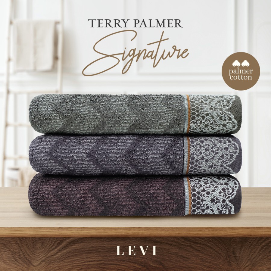 HANDUK MANDI DEWASA TERRY PALMER SIGNATURE LEVI UKURAN 70 X 140 CM ORIGINAL SERAP AIR