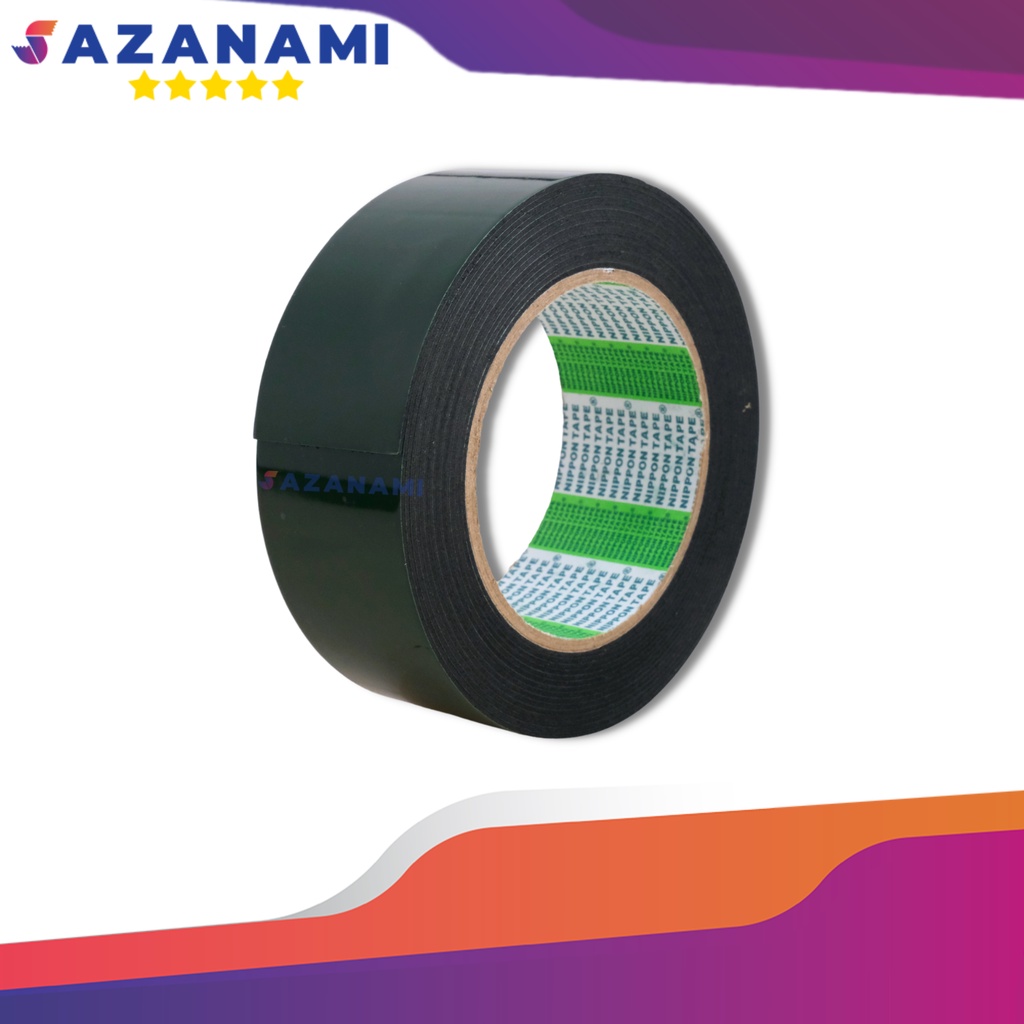 

Nippon Double Tape Foam 2" 44mm x 5m Double tape hijau busa 3M hitam