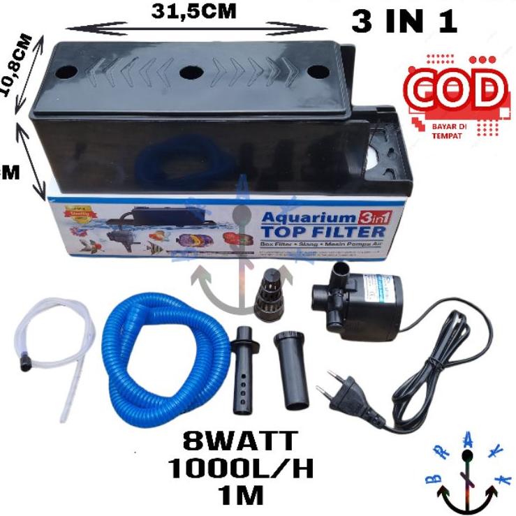 ⚡COD⚡ Filter Pompa Komplit Top Filter Box Aquarium 3 In 1 Rosston SP 1200 Garansi BOX LEBIH BESAR