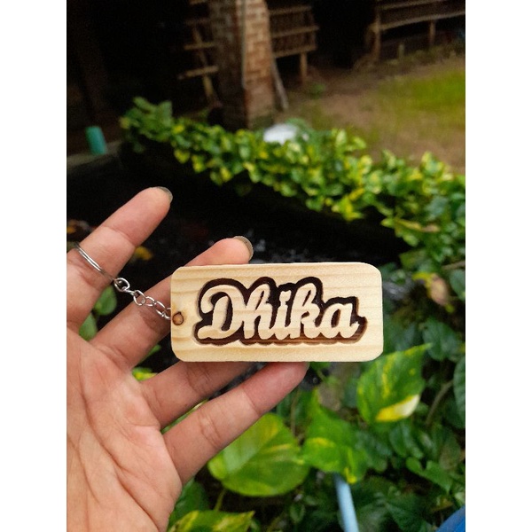 Gantungan kunci nama Ukiran kayu custom