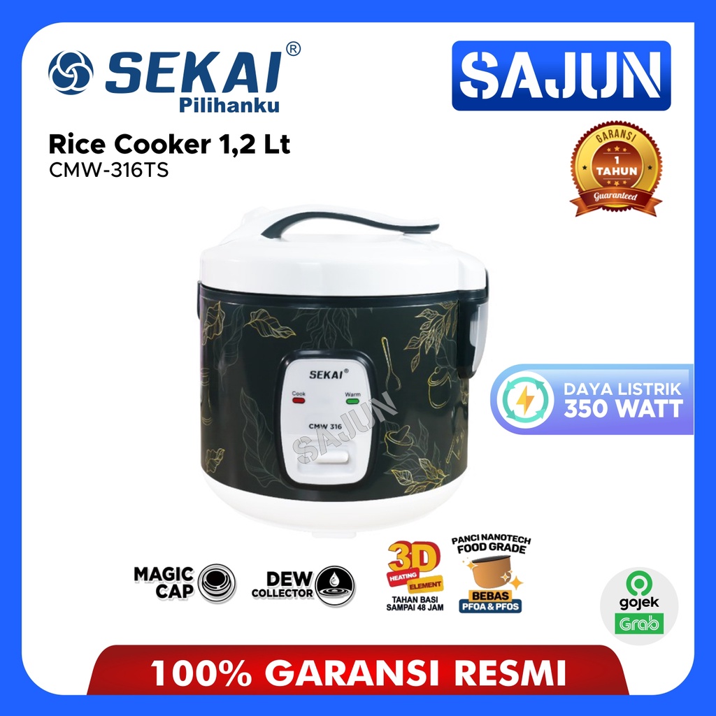 SEKAI Magic Com 1.2 Liter Rice Cooker Tahan Basi CMW 316TS / 317WS