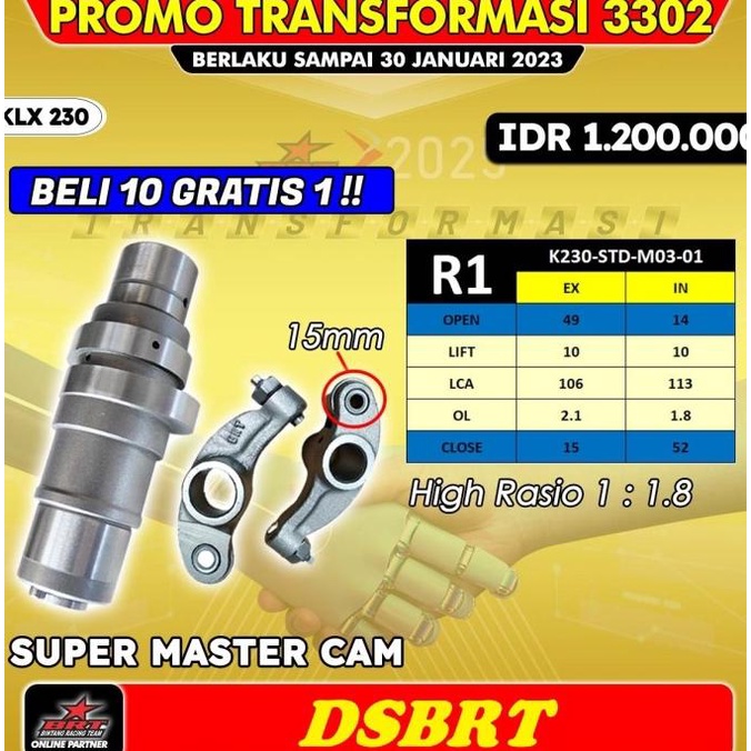 SUPER MASTER CAM BRT KLX 230 R SERIES NOKEN AS KLX230 BRT R SERIES