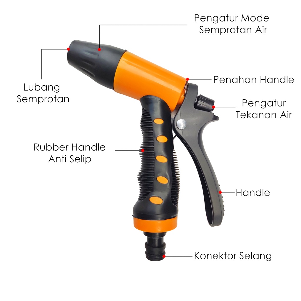 Set Semprotan Cuci Motor / Mobil Semprotan Taman Selang Benang Semprotan Jumbo Nozzle Plastik Jumbo Paket Selang Konektor Semprotan Besar Cuci Kendaraan Hose Nozel Kepala Semprotan Air Cuci Steam Kendaraan Semprot Tanaman