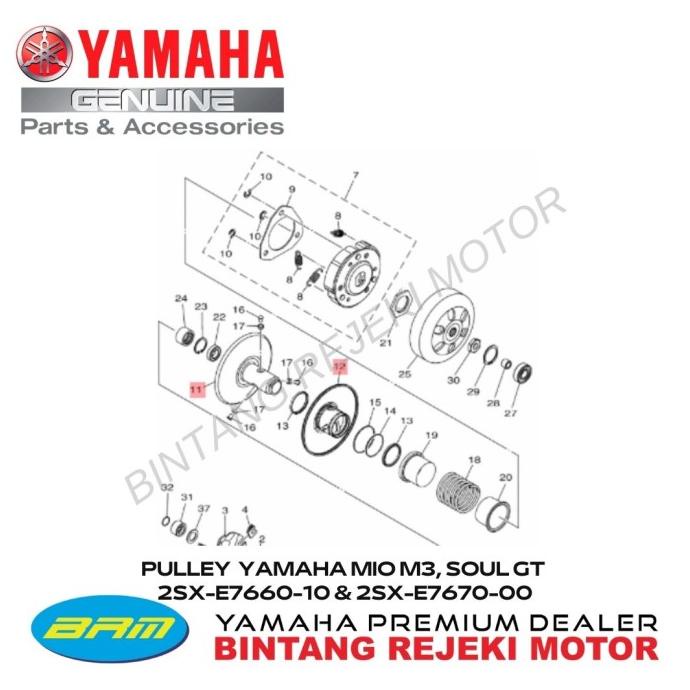 pulley yamaha mio m3, soul gt 125 2sx-e7660-10 & 2sx-e7670-00 [y-brm]