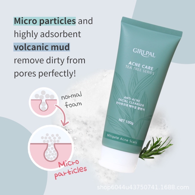 [BPOM] GIRLPAL Acne Treatment Facial Cleanser 100g Tea Tree Anti Acne Foam Pembersih Wajah Jerawat Wash