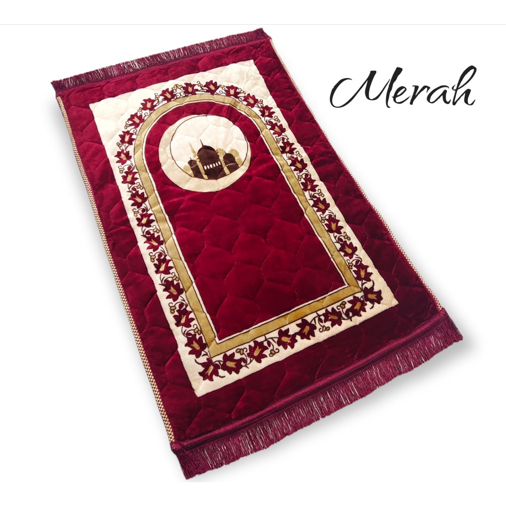 Sajadah Turkey Embos Tebal Premium + Rumbai 70x110 CM Sejadah Lembut Turki Bisa COD