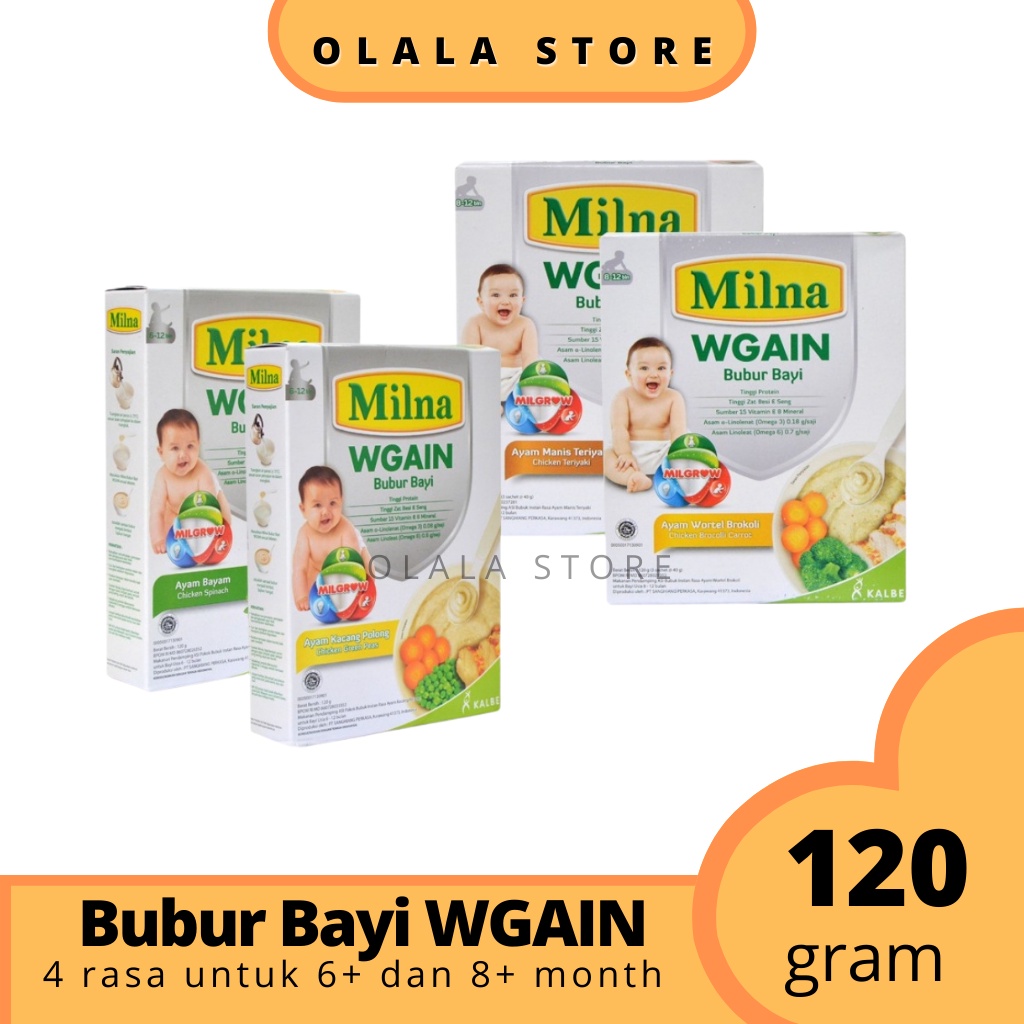 MILNA - WGAIN BUBUR BAYI 6+ 120 gram / BUBUR UNTUK MENAIKKAN BERAT BADAN BAYI / MPASI