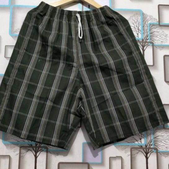 Ready Stok Celana pendek Jumbo Pria/Wanita Motif Kotak Bahan Katun Dolbi 