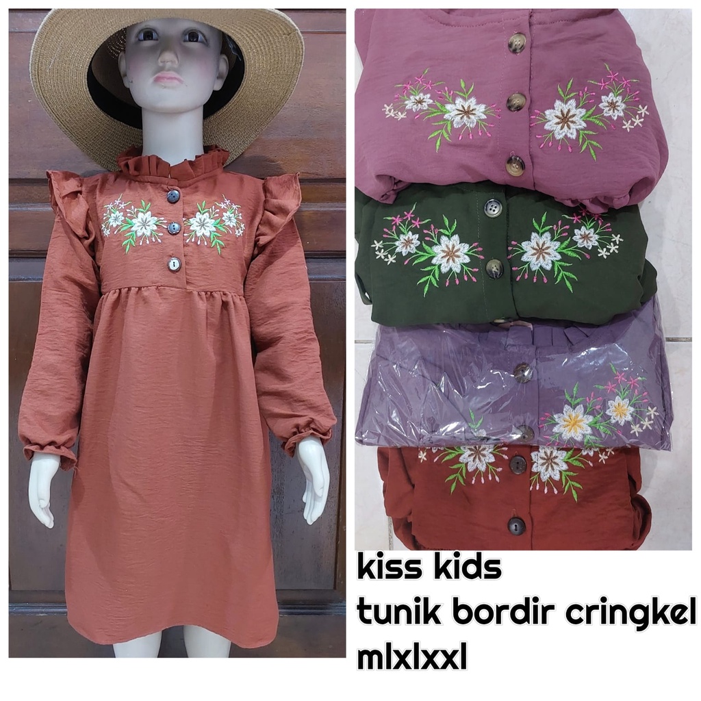 TERBARU BAJU DRESS TUNIK ANAK PEREMPUAN BAHAN CRINGKEL UNTUK UMUR 4-9 TAHUN