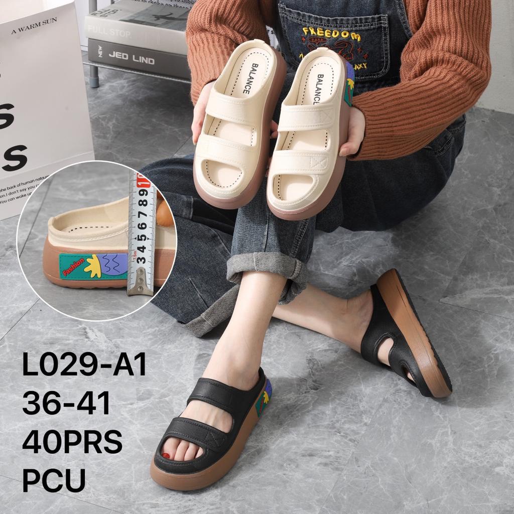 Sandal Selop Wanita Karet Import BALANCE Motif Ban 2 Ringan Polos Empuk Sol Tebal 5 Cm / L029-A1