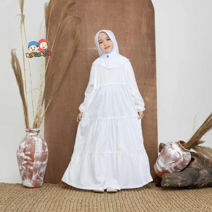 gamis anak  Gamis Putih Anak perempuan untuk usia 2-12 tahun Raggakids Rg 52 - Gamis saja, XS Terlar