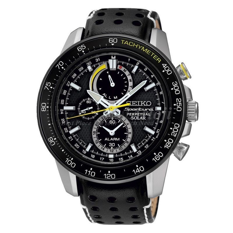 Seiko SSC361P1 Sportura Perpetual Solar Black Silver