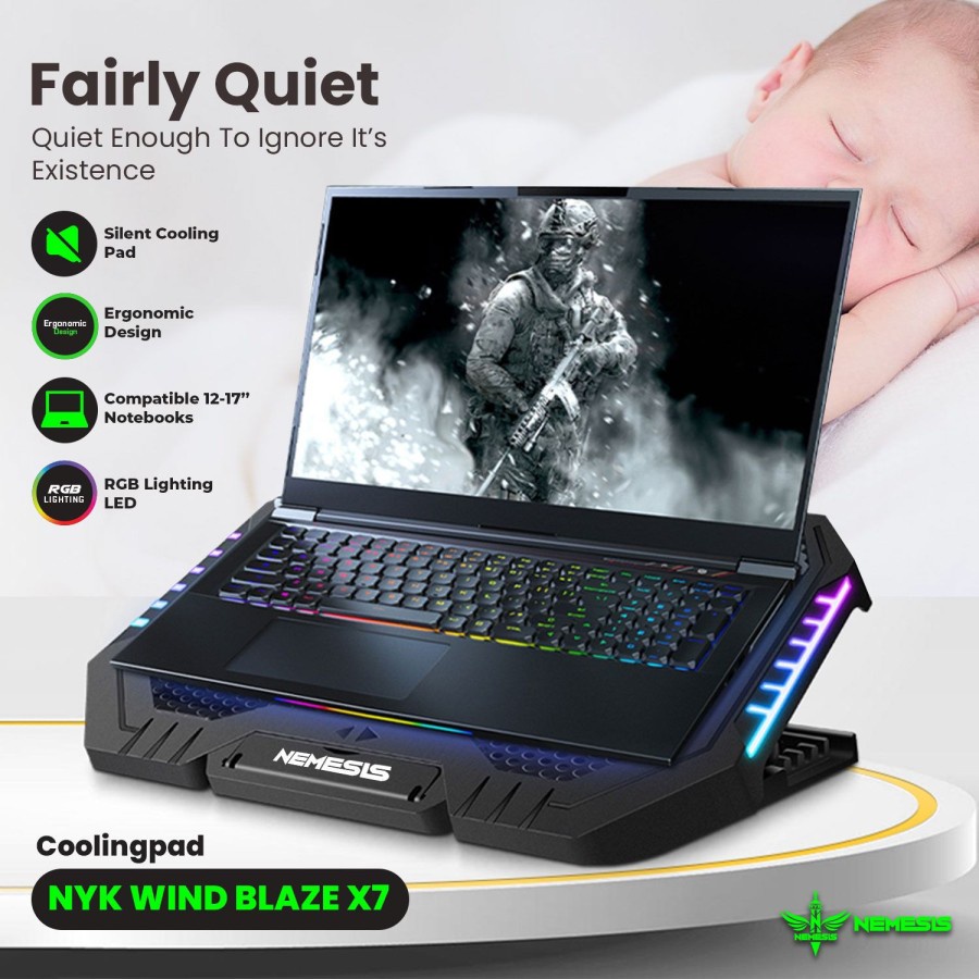 NYK Nemesis Coolingpad RGB with 6 Fan Wind Blaze X7