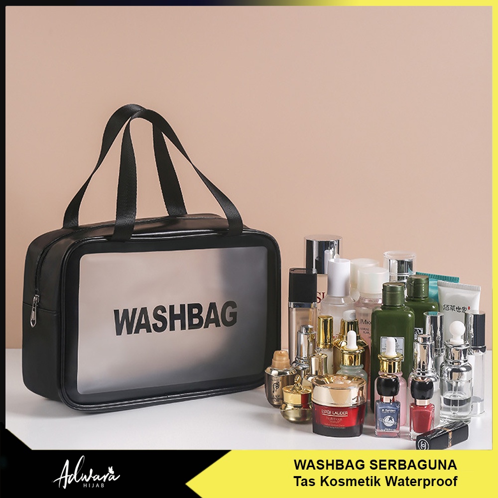 WASHBAG Tas Kosmetik Transparan Tahan Air / Tas Make Up Waterproof Serbaguna