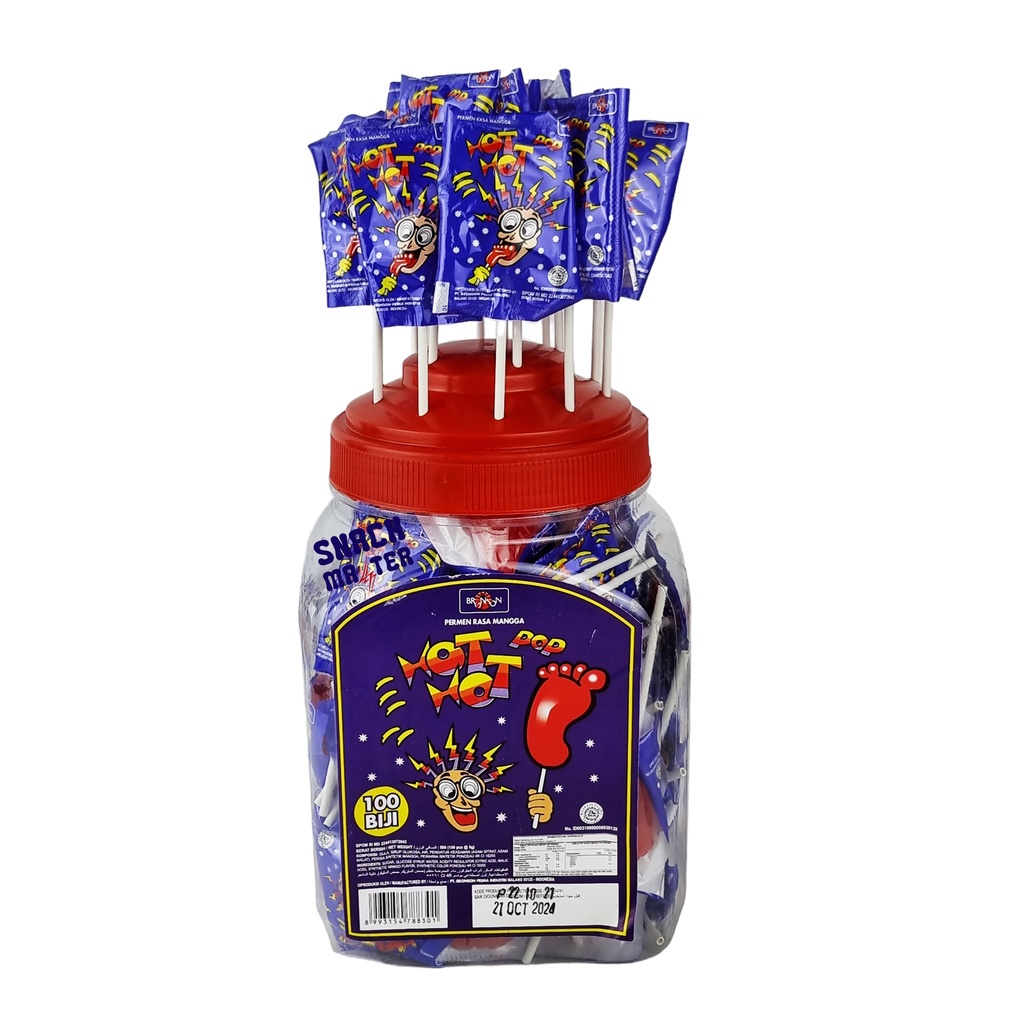 

[ECER 1 TOPLES]Hot Hot Pop JAR Permen Kaki - Netto 500 gr (Isi 100 butir)