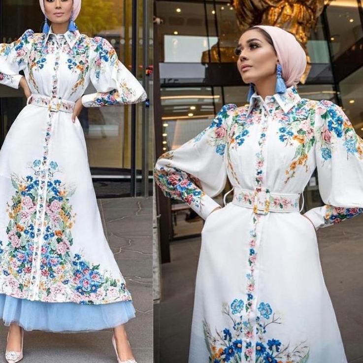 Ready Stok  TM 8000 Maxi Dress GLORRY white ( free BELT )import