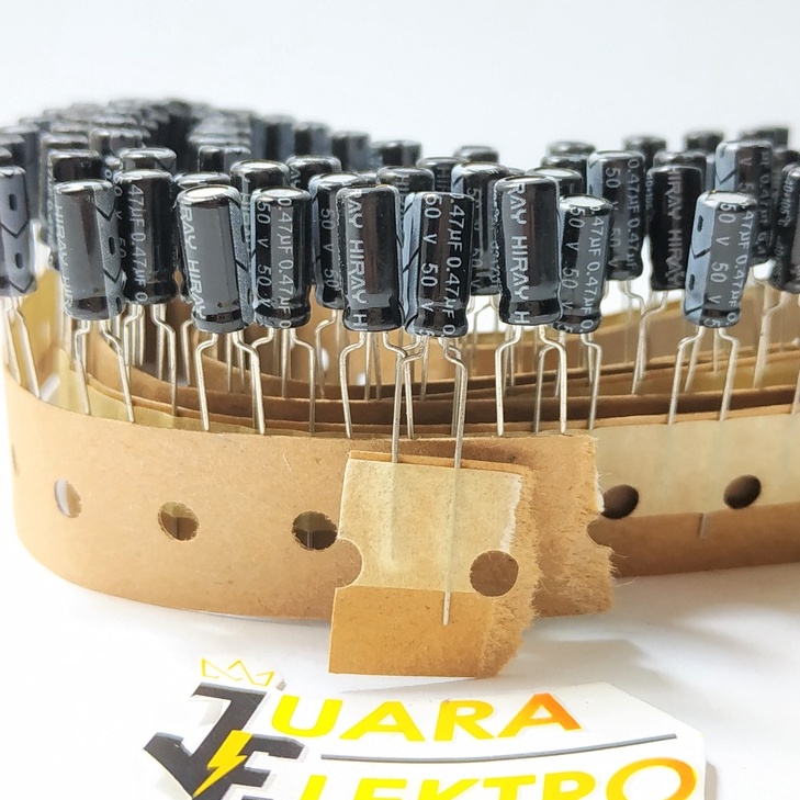 (10 PCS) HIRAY KAPASITOR ELCO 0.47uF / 50V ROLL | Capasitor Elko 0.47 uF/50 Volt