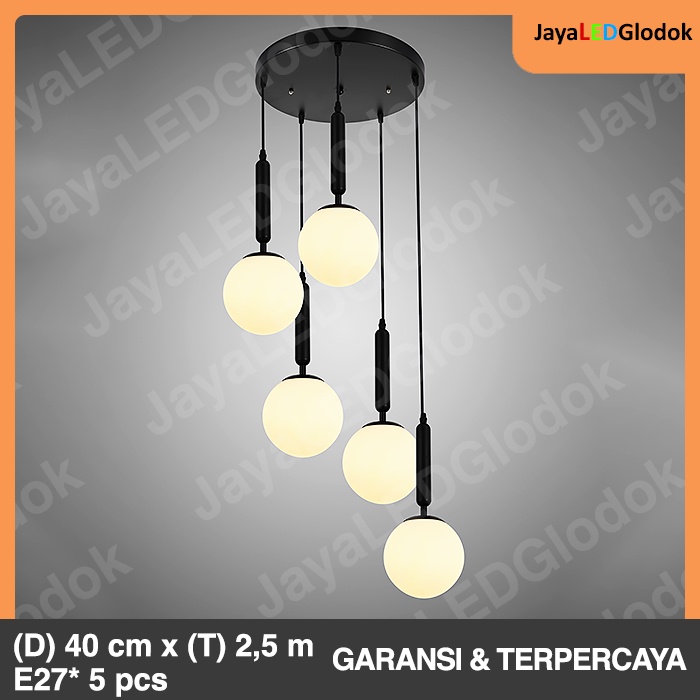 Lampu Gantung Minimalis Tangga Void Ruang Tamu Susun Hitam 5 Hias 192