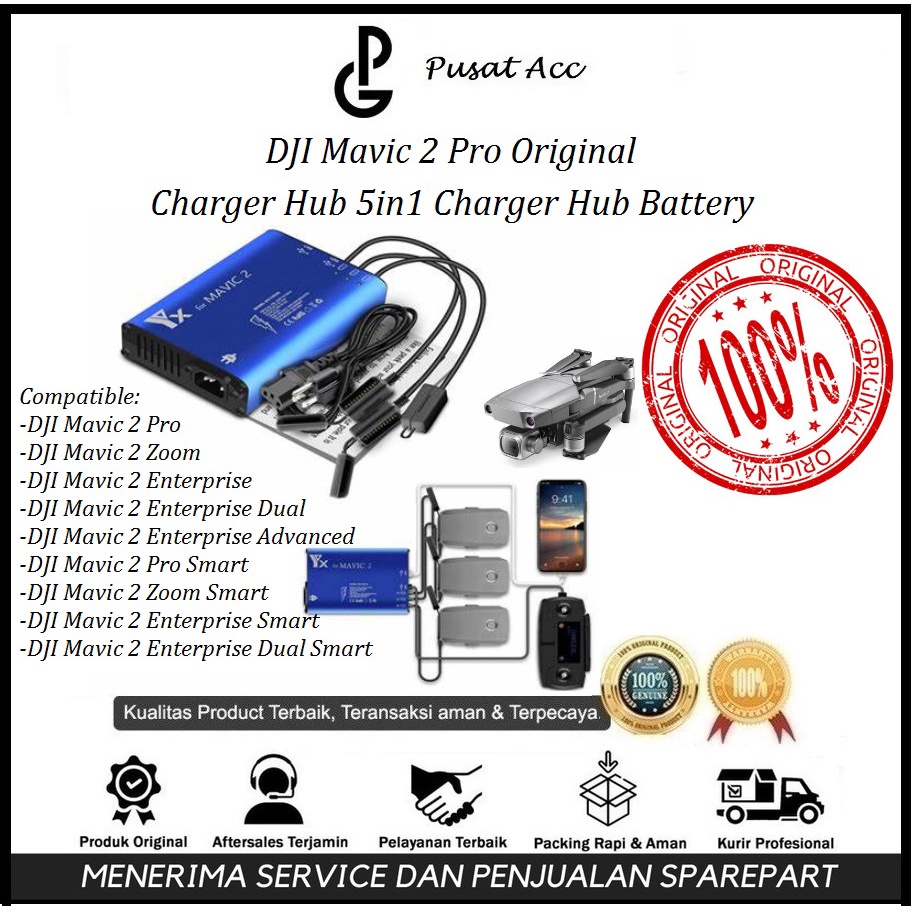 DJI Mavic 2 Pro Charger Hub 5in1 Original for Mavic 2 Zoom Charging Hub Battery Remote