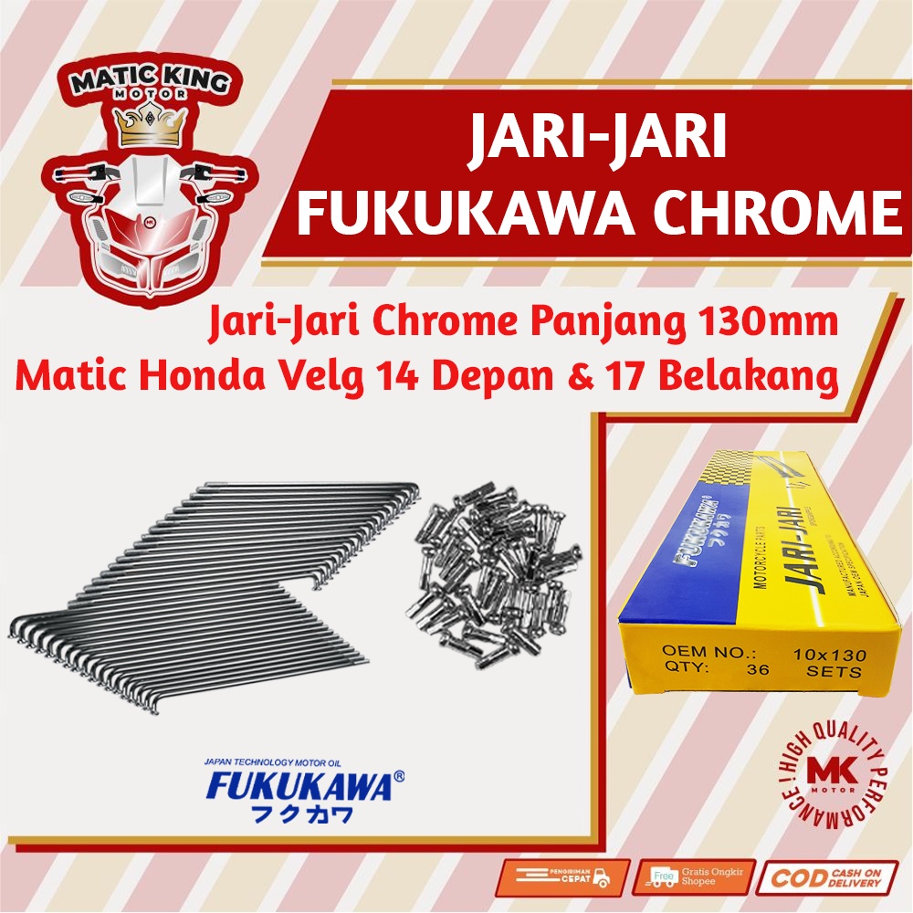 Jari jari Ruji Ring Velg 14 17 Panjang 130 Honda Vario Beat Scoopy PCX ADV Spacy Chrome Fukukawa