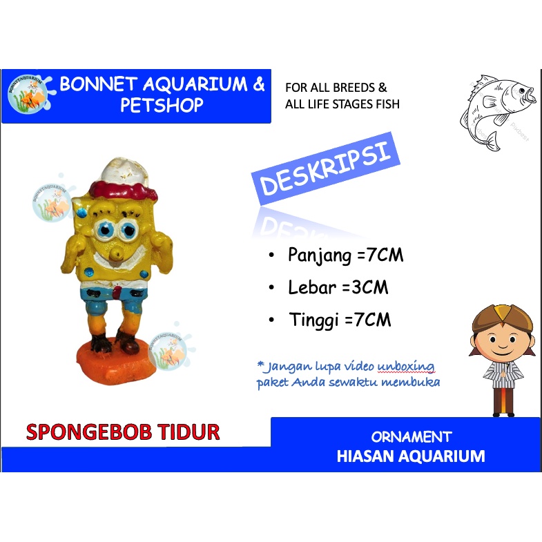 FIBER MAINAN HIAS AQUARIUM SPONGEBOB TIDUR HIASAN AQUARIUM