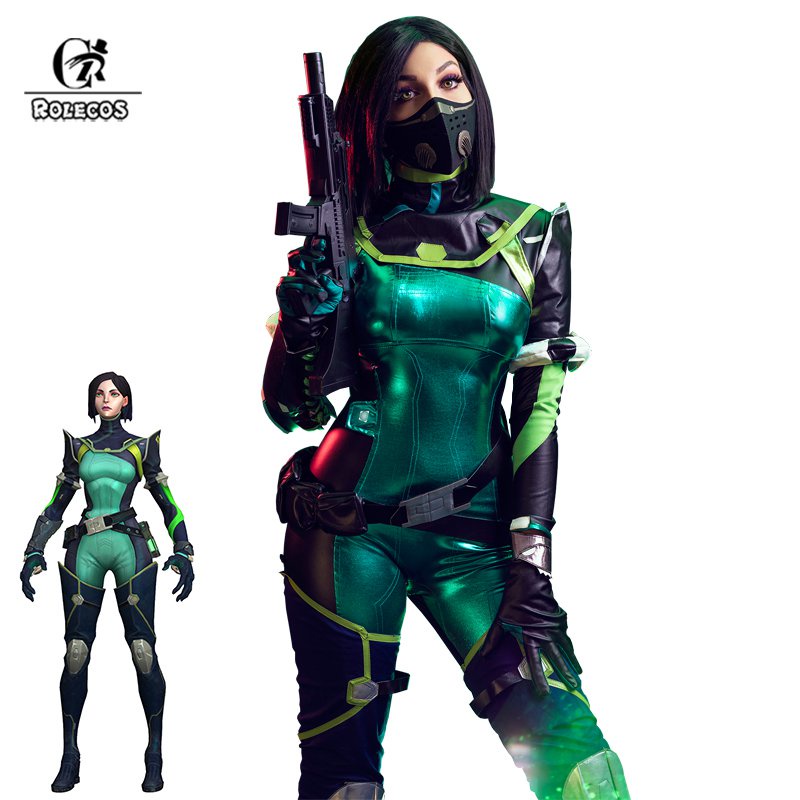 Viper Cosplay Costume Game Valorant Viper Cosplay Costume Green Women Combat Uniform Hallowe